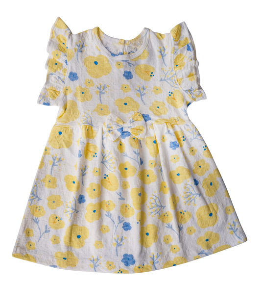 Yellow Spring Frock – Cotton Kids Dress for Girls (6M–5Y)